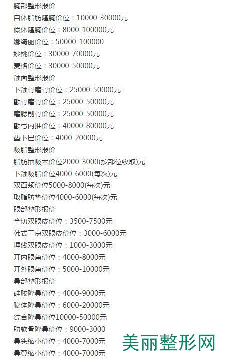 宿州阳光整形医院价格表惊艳预览