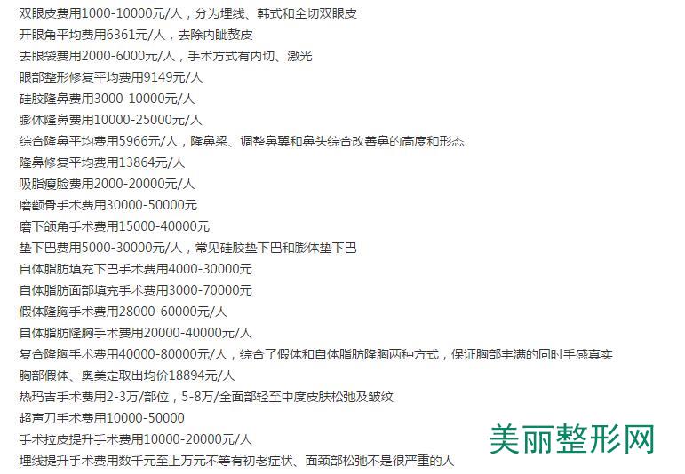 通化吴学军整形医院新价格表抢先看