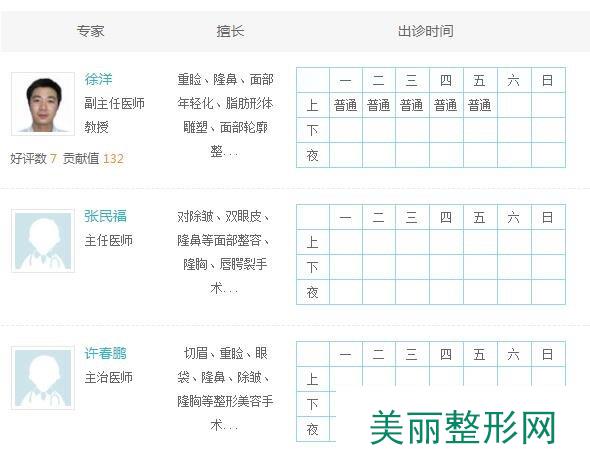 厦门第一医院美容医生名单