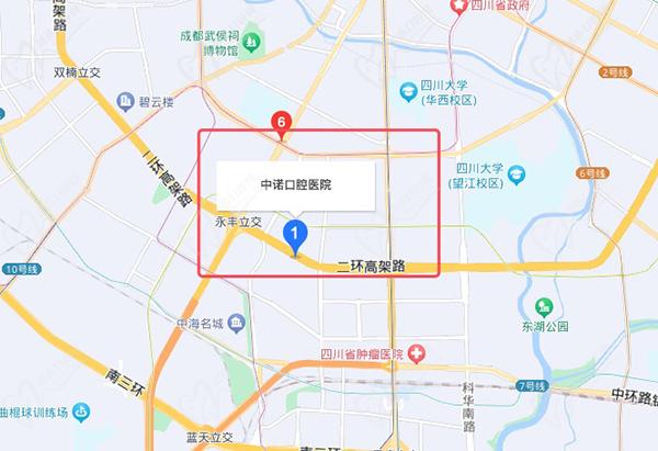 成都中诺口腔医院地址路线图