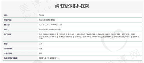 绵阳爱尔眼科医院资质